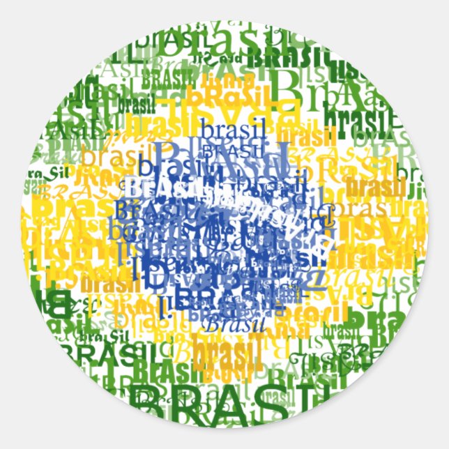 Brasil-Text-Flag Runder Aufkleber (Vorderseite)
