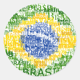 Brasil-Text-Flag Runder Aufkleber