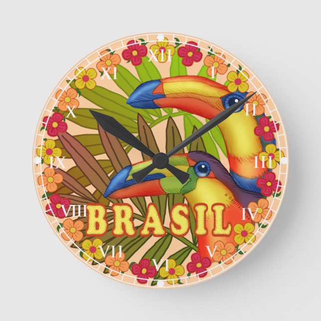 Brasil Toucans Runde Wanduhr (Vorderseite)