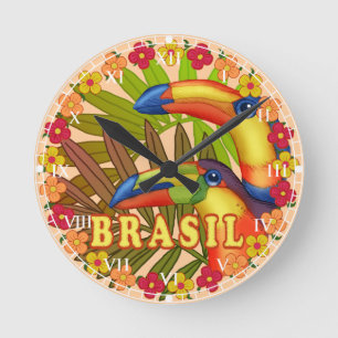 Brasil Tukane Runde Wanduhr