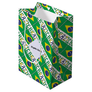 Brasil und brasilianische Flagge mit Ihrem Namen g Mittlere Geschenktüte