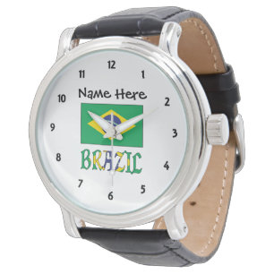 Brasil und Brasilien-Flagge Personalisierte Herren Armbanduhr