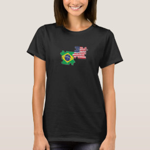 Brasil USA Brasilianische Amerikanische Flagge T-Shirt