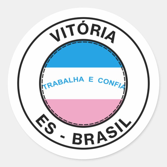 Brasil Vitoria Espirito Santo ES Bandeira Stamp Runder Aufkleber (Vorderseite)
