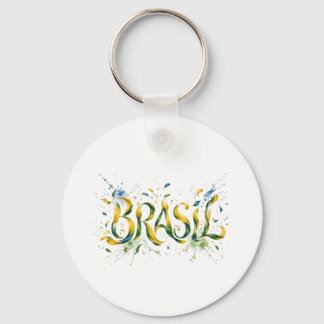 Brasil Watercolor Splatter Artistic Schlüsselanhänger