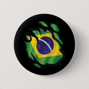 Brasil zerrissene Flagge Klassischer Rund Sticker Button