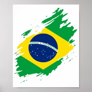 Brasil Zerrte Flagge Nationalstolz Sportfans Brasi Poster