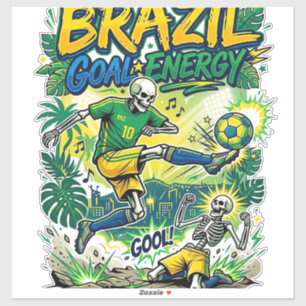 Brasil Ziel Energie Skelett Stürmer Nationen Schöp Aufkleber