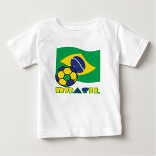 Brasileiro Fußball und Flagge Brasilien auf Portug Baby T-shirt