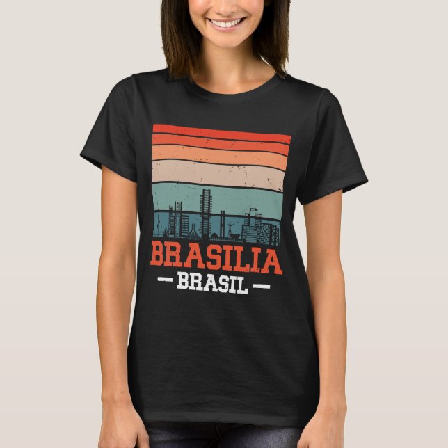 Brasilia Brasil Retro Vintag Sunset Skyline Brasi T-Shirt (Vorderseite)
