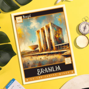 Brasília, Brasilien Vintage-Gemälde Postkarte