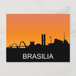 Brasília-Silhouette, Sommer-Sonnenuntergang, Illus Postkarte
