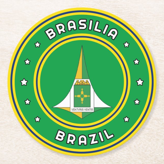 Brasilia-Wappen Brasilien Runder Pappuntersetzer (Vorderseite)