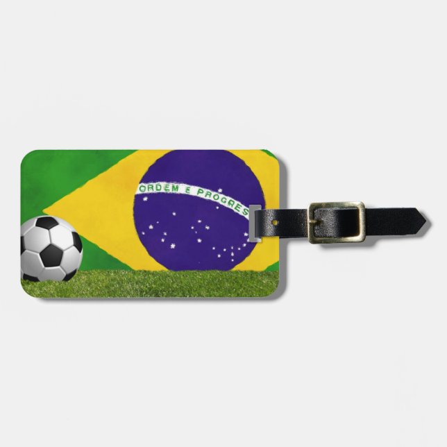 Brasilianer Futbol - Fußball Gepäckanhänger (Vorderseite horizontal)