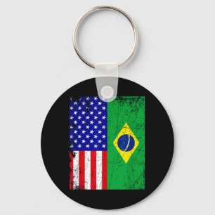Brasilianisch-amerikanische Flagge _ halb Brasilie Schlüsselanhänger