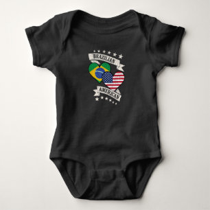 Brasilianisch-amerikanische Herzflaggen Brasilien Baby Strampler