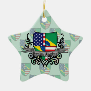 Brasilianisch-Amerikanische Schild-Flagge Keramikornament