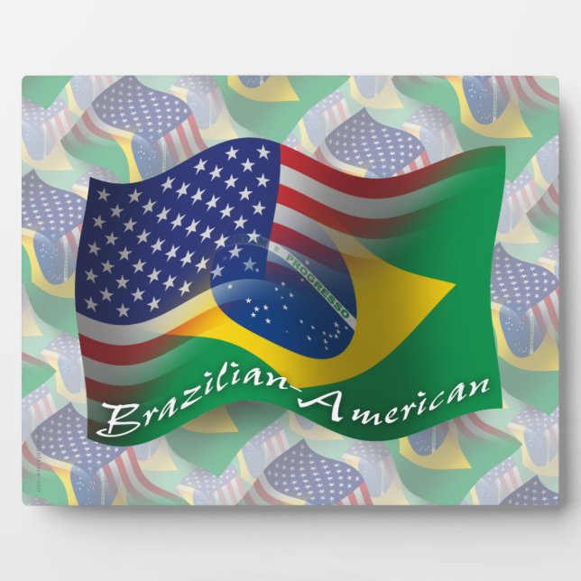 Brasilianisch-amerikanische Waving Flag Fotoplatte (Vorderseite)