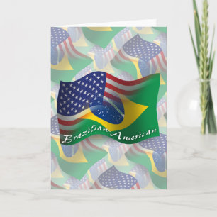 Brasilianisch-amerikanische Waving Flag Karte
