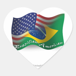 Brasilianisch-Amerikanische wellenartig bewegende Herz-Aufkleber