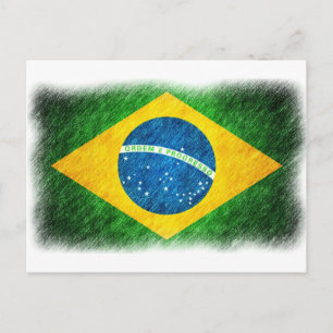 Brasilianisch_Flag_Stift_Malerei Postkarte