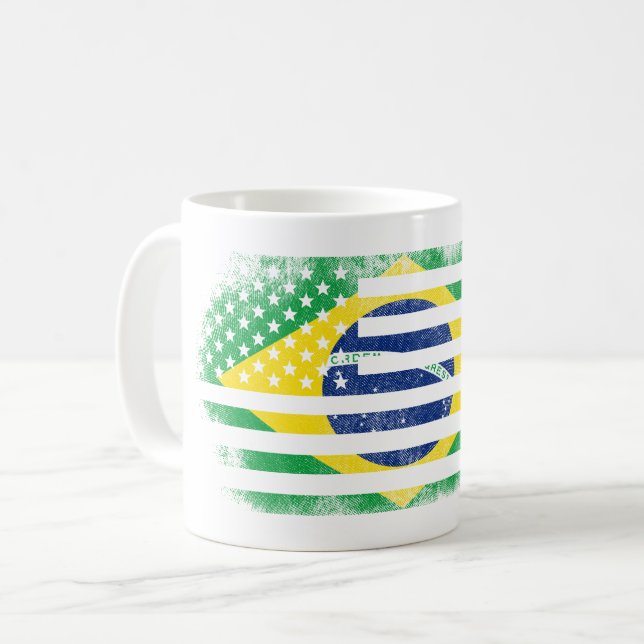 Brasilianische amerikanische Flagge   Brasilien Kaffeetasse (Vorderseite Links)