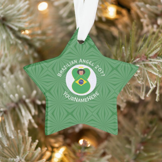Brasilianische Fahne für den Weihnachtsangel Perso Ornament (Baum)