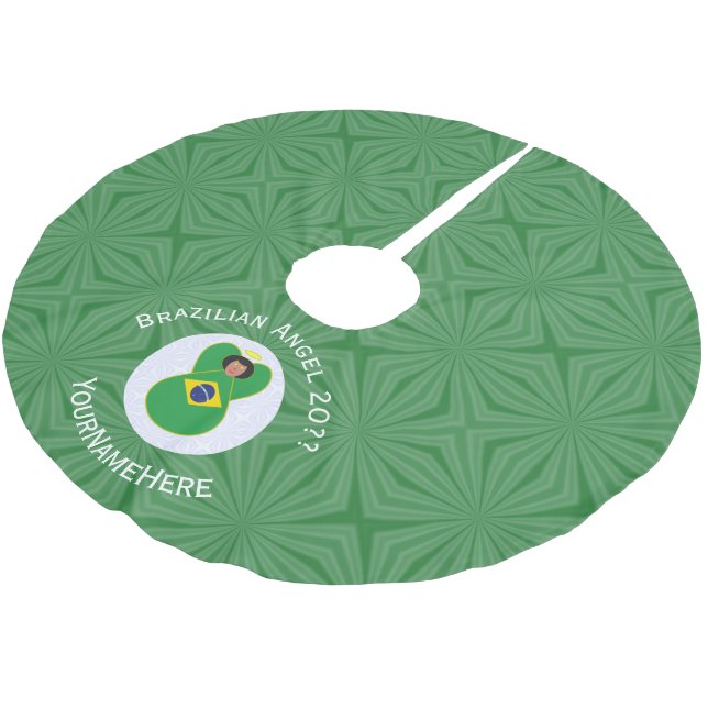 Brasilianische Fahne für den Weihnachtsangel Perso Polyester Weihnachtsbaumdecke (Schrägansicht)