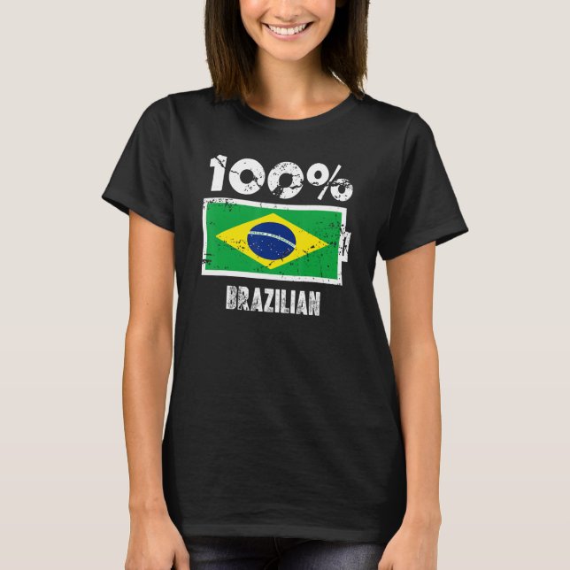 Brasilianische Flag-Unterstützung 100 brasilianisc T-Shirt (Vorderseite)