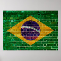 Brasilianische Flagge an einer Ziegelmauer
