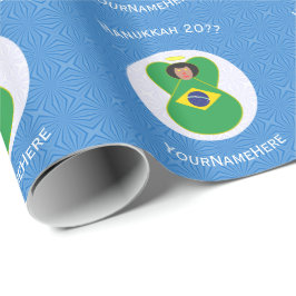 Brasilianische Flagge Angel Hanukkah Personalisier Geschenkpapier