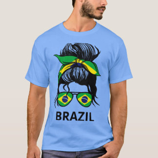 Brasilianische Flagge Brasilianische Frau mit Mess T-Shirt