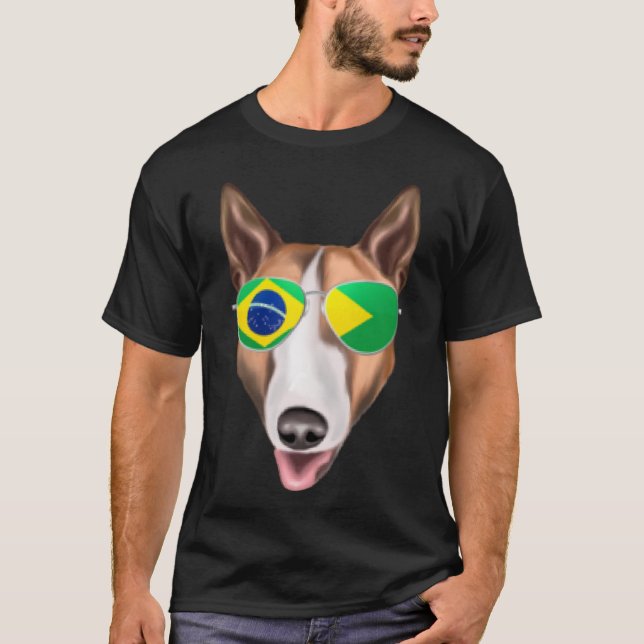 Brasilianische Flagge Bull Terrier Dog Brazil Pock T-Shirt (Vorderseite)
