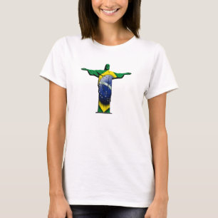 Brasilianische Flagge Christus der Redeemer T-Shirt