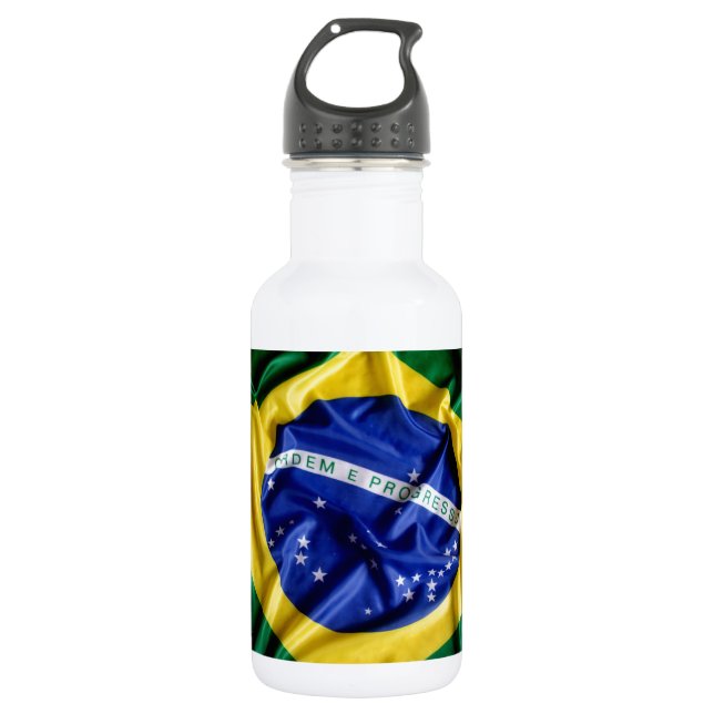 Brasilianische Flagge Edelstahlflasche (Vorderseite)