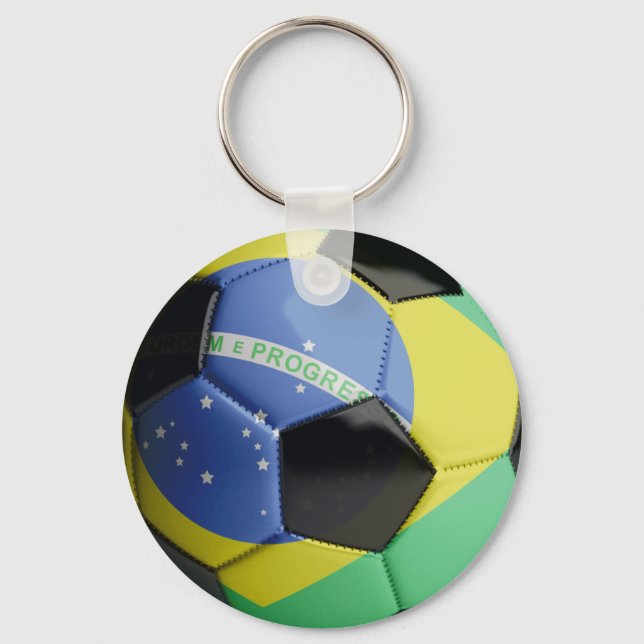 Brasilianische Flagge Fußball-Ball Schlüsselanhänger (Vorderseite)
