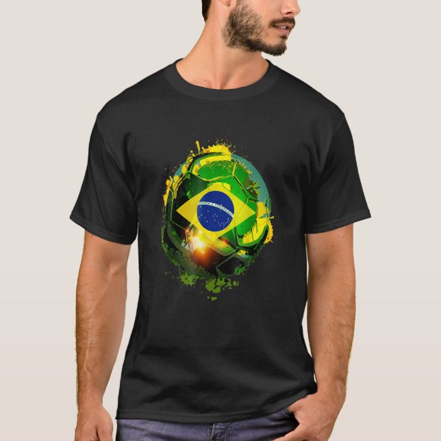 Brasilianische Flagge Fußball Fans Fußball Brasili T-Shirt (Vorderseite)