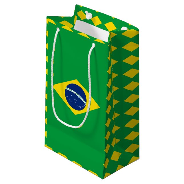 Brasilianische Flagge Geschenktasche Kleine Geschenktüte (Vorderseite Schrägansicht)