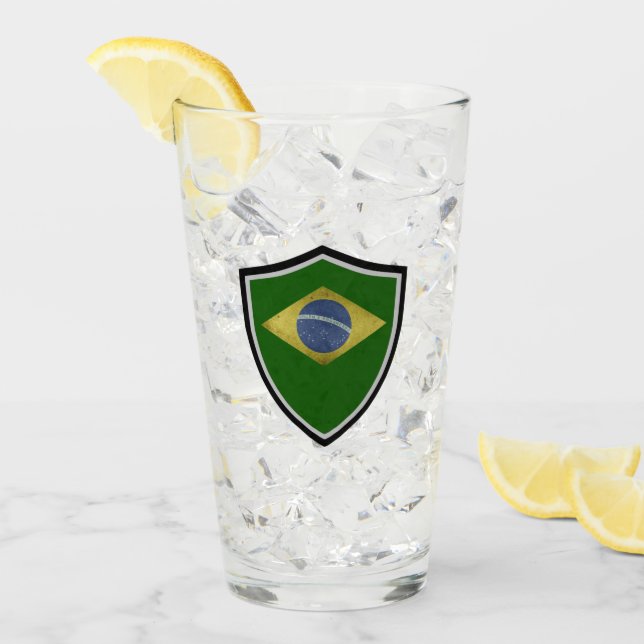 Brasilianische Flagge Glas (Vorderseite Ice)
