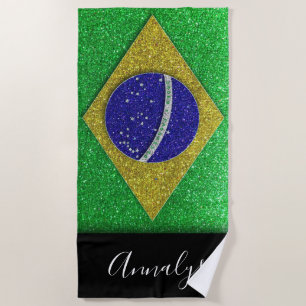 Brasilianische Flagge Glitzer Summer Pool Party Strandtuch