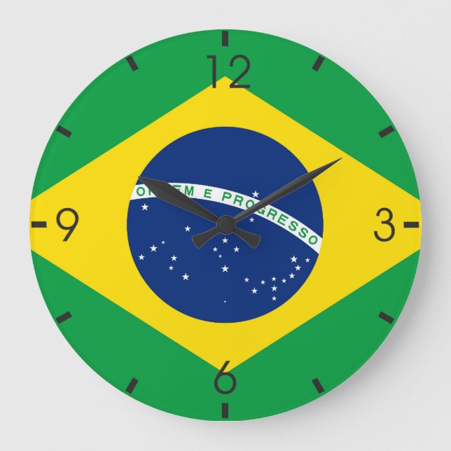 Brasilianische Flagge Große Wanduhr (Vorderseite)