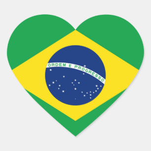 Brasilianische Flagge Herz-Aufkleber