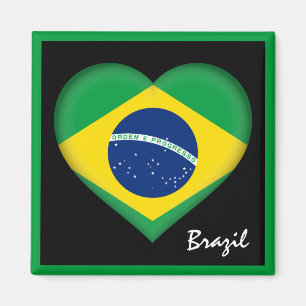 Brasilianische Flagge & Herz, Urlaub in Brasilien Magnet