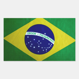 Brasilianische Flagge im Vintage-Look Rechteckiger Aufkleber