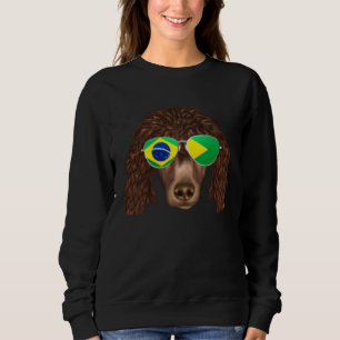 Brasilianische Flagge Irischer Wasserspaniel Hund Sweatshirt