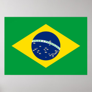 Brasilianische Flagge mit Curling Rocks Poster