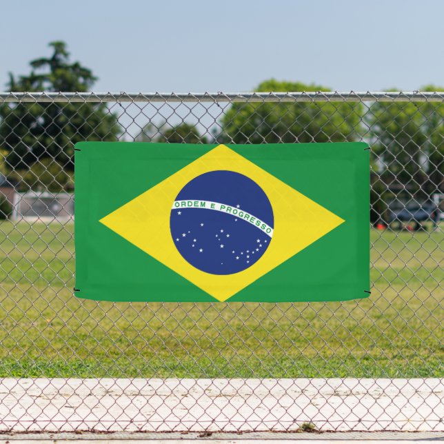 Brasilianische Flagge mit Sonderbannerzeichen Banner (Insitu)