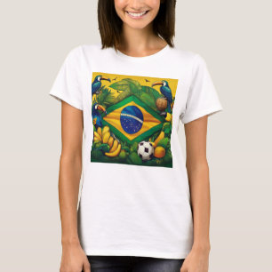 Brasilianische Flagge mit Toucans und tropischen E T-Shirt