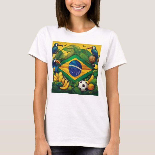Brasilianische Flagge mit Toucans und tropischen E T-Shirt (Vorderseite)