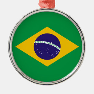 Brasilianische Flagge Ornament Aus Metall